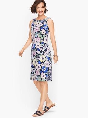 NWT $99 Talbots Plus Floral Knit Shift Dress 3X Sleeveless Knee-Length Cotton